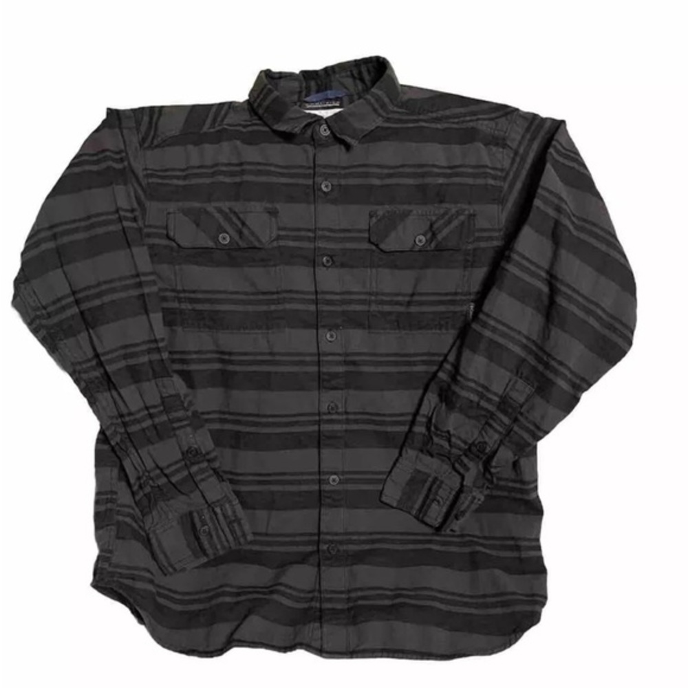 Columbia Mens L Long Sleeve Collared Button Down Shirt Black/Brown Plaid